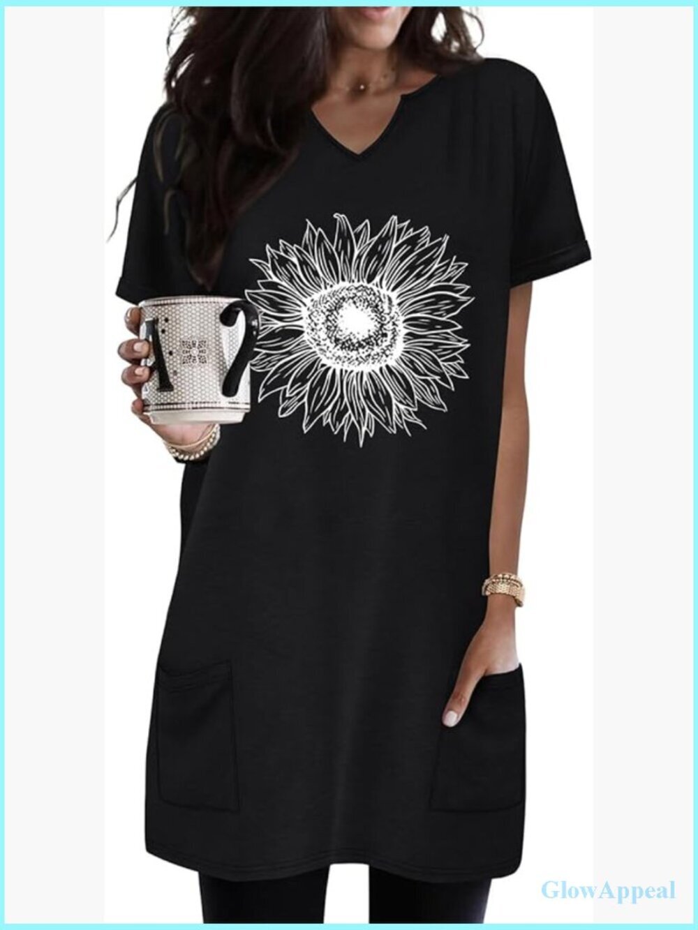 Short Sleeve Tunic Top with Pockets for Leggings
